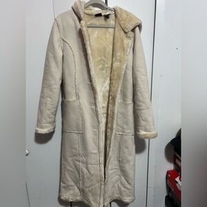 Women's Cream Faux Fur Lined Coat